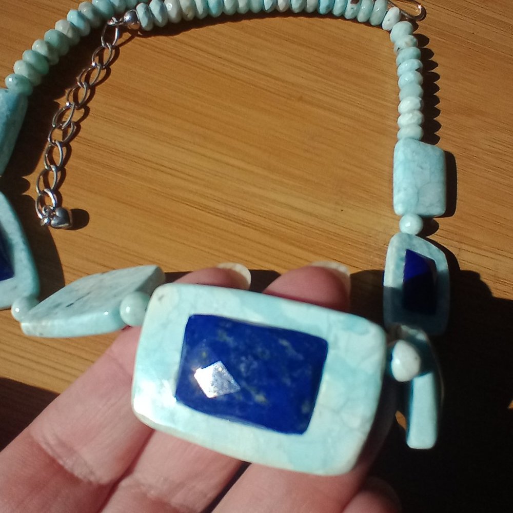 Jay King DTR Blue Aragonite and Lapis Bead 20" Sterling Silver Necklace - Picture 8 of 16